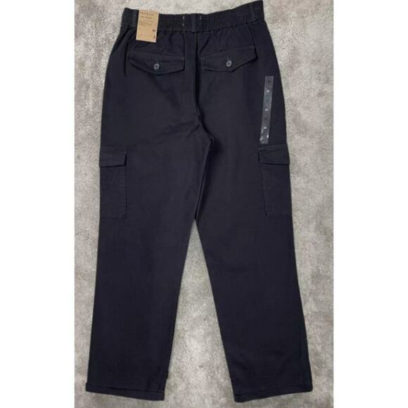 NWT Pacsun Black Pleated Wide Leg Cargo Utility Pants Cotton Tapered Medium - Picture 5 of 5